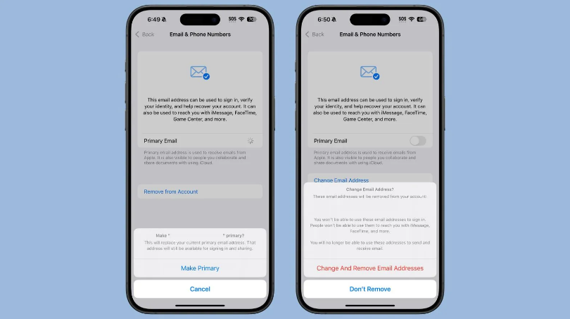 通渭苹果手机维修分享苹果 iOS 18.1 支持设置“主要”邮箱地址并更改 iCloud 邮箱 